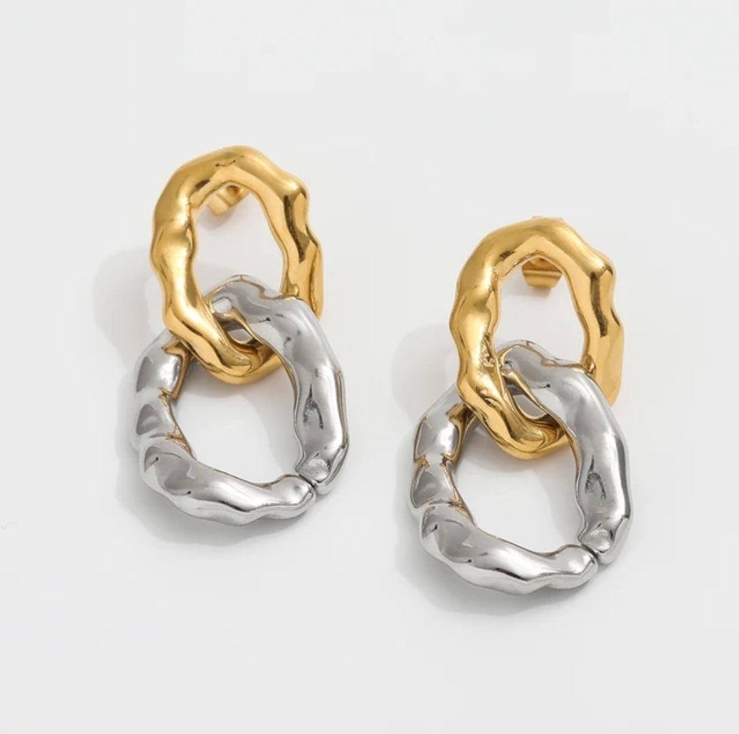 BONNIE DUAL TONE LINK EARRING