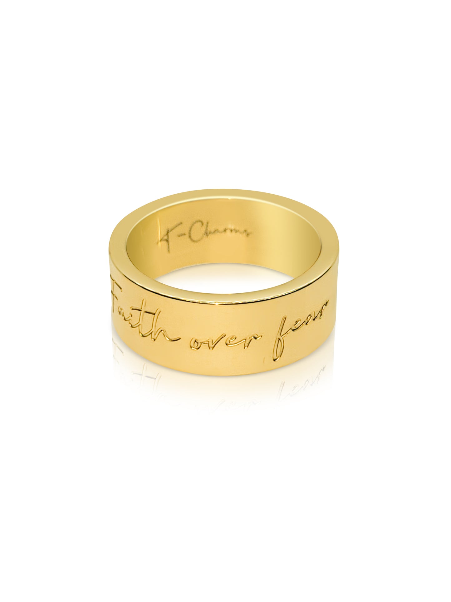 "FAITH OVER FEAR" ENGRAVED INSPIRATIONAL RING