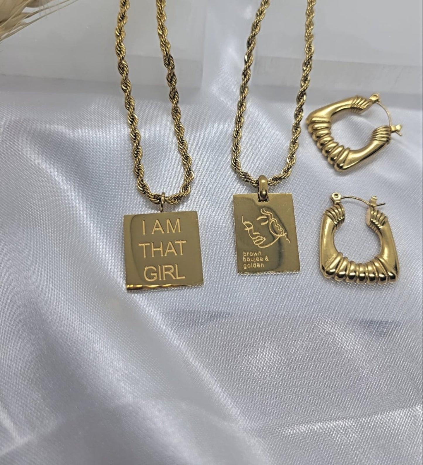 " BOUJEE & GOLDEN" ENGRAVED  NECKLACE